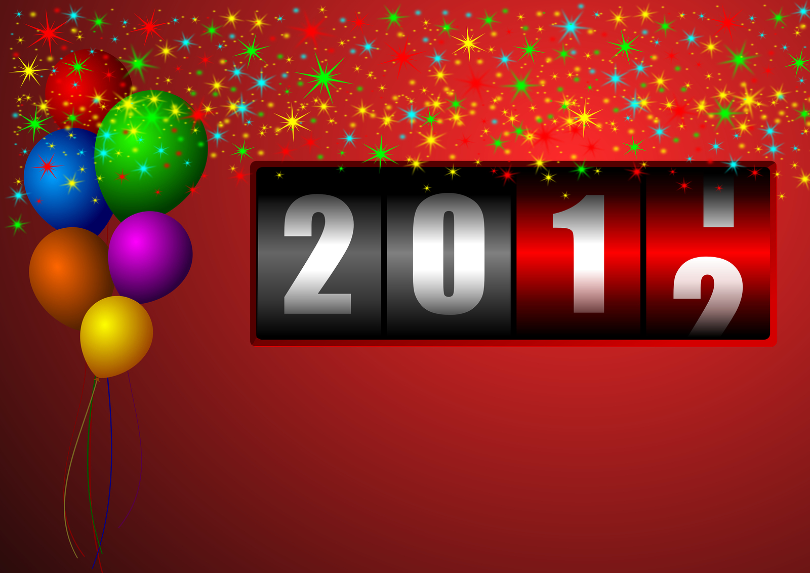 new year illustration with stars and balloons